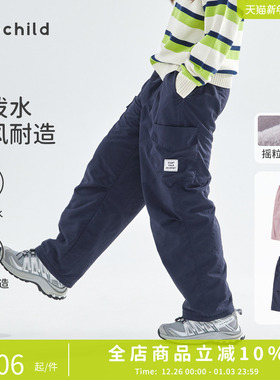 cicochild25冬季新款亲子中大童加绒直筒机能裤防泼水运动工装裤