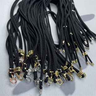 925银扣头高档翡翠项链吊坠可调节配绳珠宝首饰挂绳编织高货绳