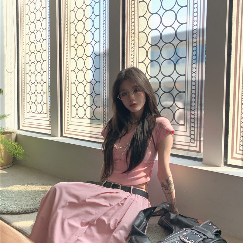 fortylions四十只狮 白色半身裙春夏女度假裙中长款高腰A字裙伞裙