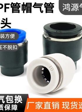 PPF气动接头管帽快插直通堵头接头气管帽子4/6/8/10/12/16MM管塞