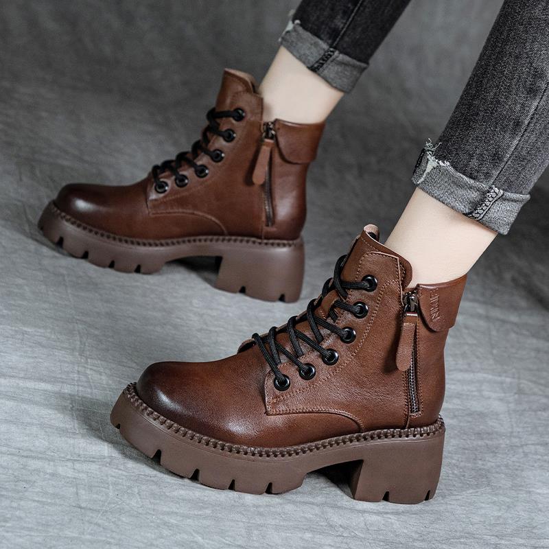 韩版潮牌秋冬新款覆古厚底增高马丁靴女松糕鞋休闲高帮显瘦短靴子