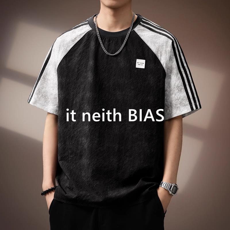 it neith BIAS高端3D泡泡纱凉感插肩短袖T恤男士夏季冰丝速干半袖