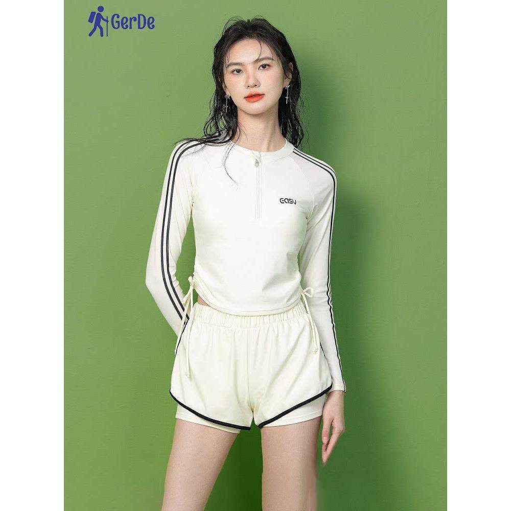 德国分体式女性防晒泳装，保守型长袖防晒泳池训练专用显瘦装