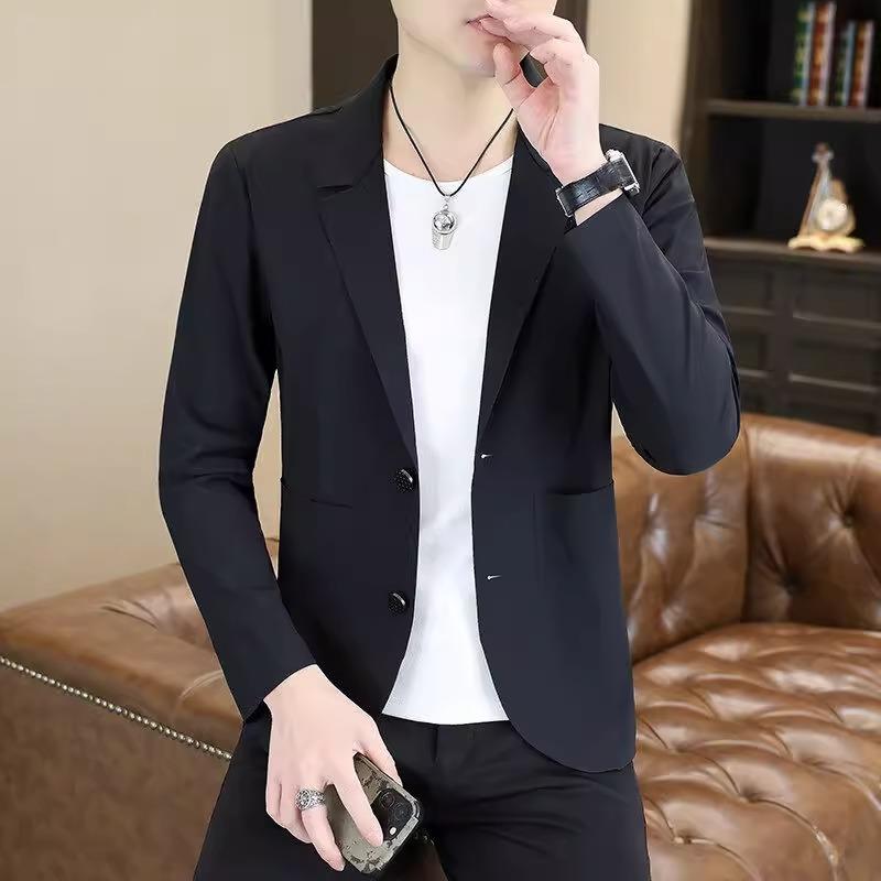 冰丝西服外套男夏季轻薄款透气防紫外线男士翻领速干小西装防晒衣