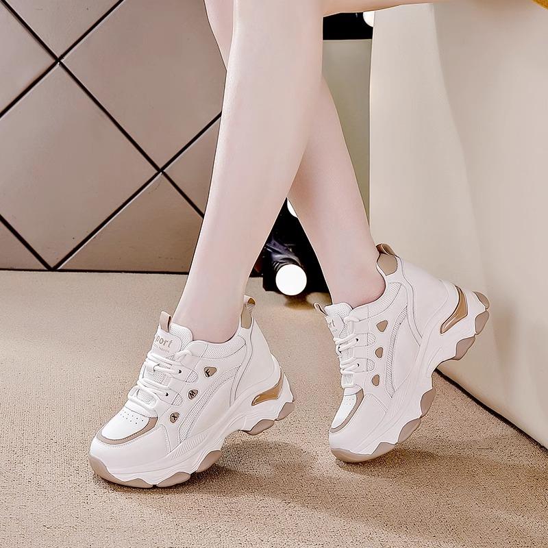 超火增高老爹鞋子女2025春秋新款加绒厚底爆款轻便休闲运动小白鞋