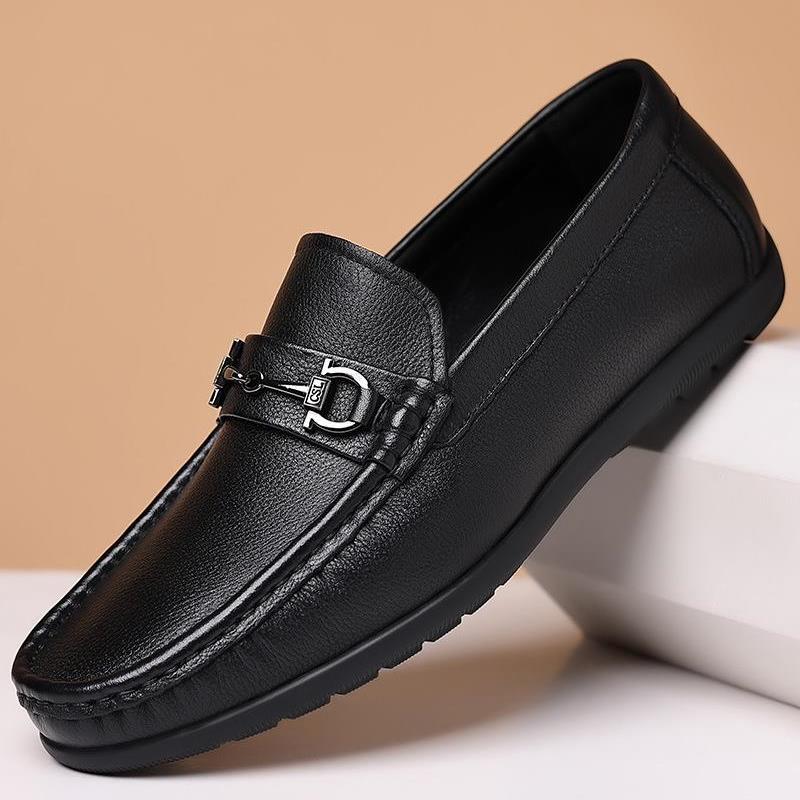 唯有经典不辜负~2025新款商务休闲软底软面乐福鞋一脚蹬豆豆鞋男