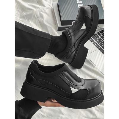 潮牌2025秋季新款德比鞋厚底乐福鞋休闲厚底一脚蹬英伦风大头皮鞋