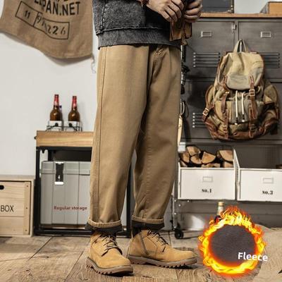 百尊工装裤男秋冬季美式加绒加厚保暖休闲裤直筒宽松阔腿运动裤子