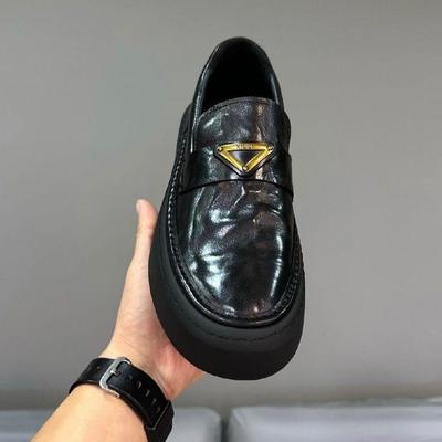 鞋子男真皮一脚蹬乐福鞋纯牛皮透气豆豆鞋男厚底增高英伦休闲皮鞋