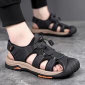 真皮运动休闲 新款 2025夏季 户外包头防滑防水沙滩鞋 凉鞋 男透 男款