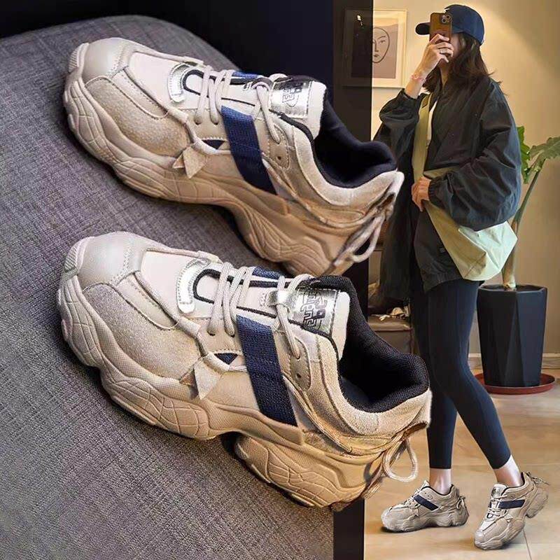 香港吸水膜鞋底Daddy Shoes女式厚底k型2025春秋季新款真皮透气休