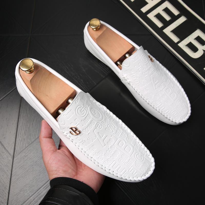 白色豆豆鞋男2025夏季新款韩版真皮百搭一脚蹬懒人薄款皮鞋男潮流