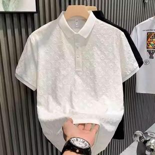 薄款 新款 潮牌提花修身 上衣 透气翻领男士 男短袖 品牌Polo衫 2025夏季