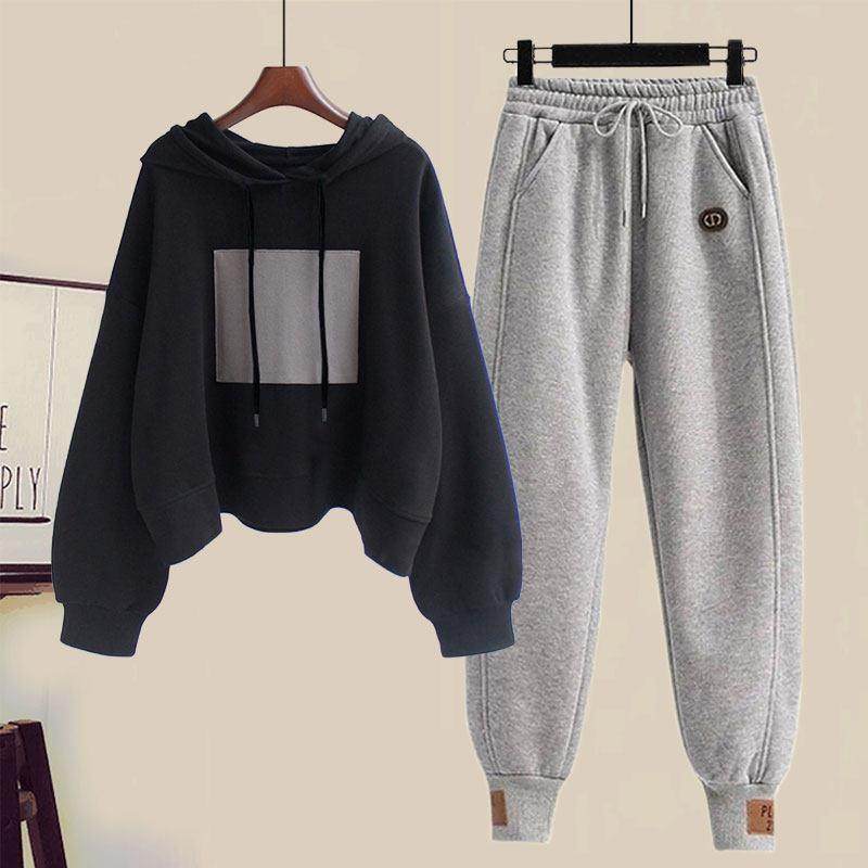 韩国运动套装女春秋网红炸街小个子短款连帽卫衣休闲运动裤两件套,女装/女士精品,时尚套装,淘宝优惠券,粉丝福利购,淘宝优惠卷