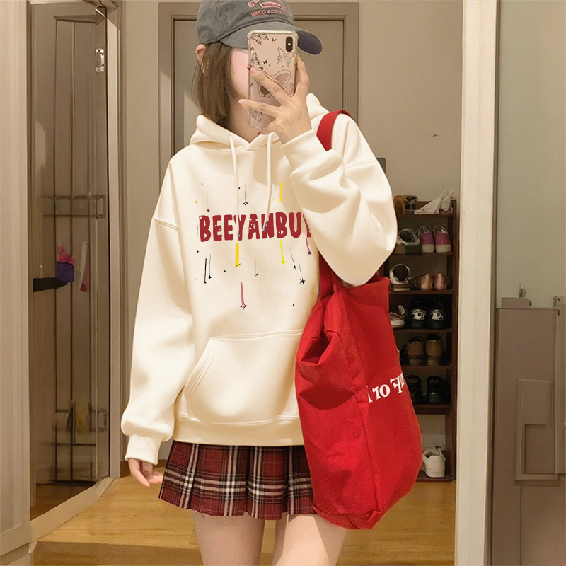 美式复古连帽套头卫衣女秋少年感