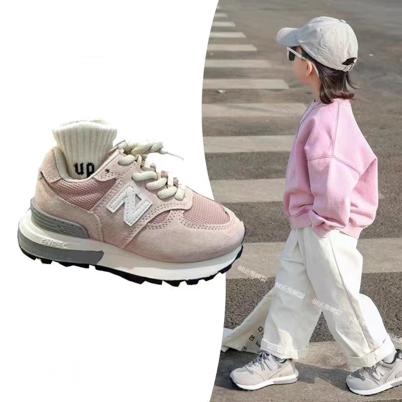 真皮春秋女童公主透气运动鞋