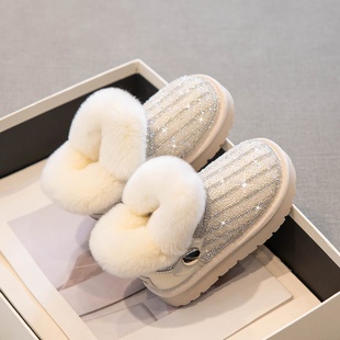 加绒宝宝公主靴子保暖东北 新款 真皮女童雪地靴儿童大棉鞋 2025冬季