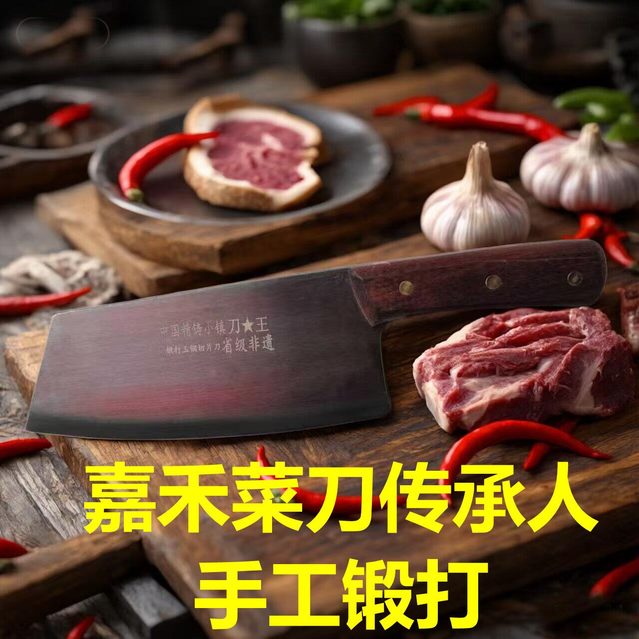 嘉禾菜刀传承人手工锻打玉钢刀家用切片刀女士小型专业厨师刀锋利