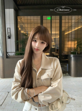池昭昭Chiarazz低饱和  老钱感herm*s原麻色细节控仿牛仔纯棉外套