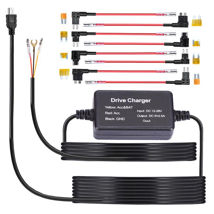 供应汽车降压线摩托车行车记录仪降压线三芯ACC流媒体车载电源线