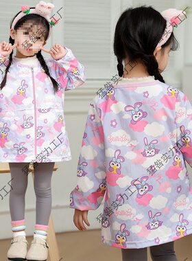 儿童罩衣防水防脏男女宝宝羽绒服护衣中大童小孩洋气外穿画画围裙
