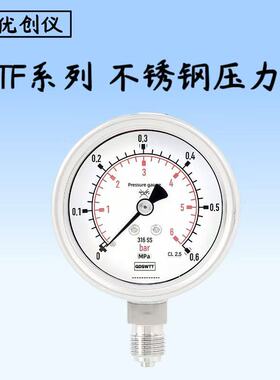 YTF060BF氢气专用不锈钢压力表0~1.6~2.5~4~6~25~40MPa禁油NPT1/4