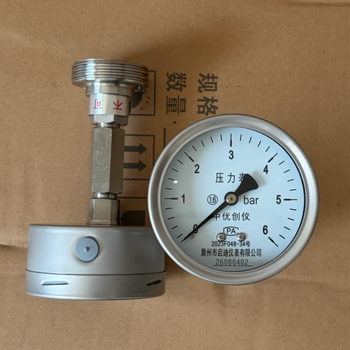 定制sms38外螺纹隔膜密封压力表轴向径向型316不锈钢 表盘100mm