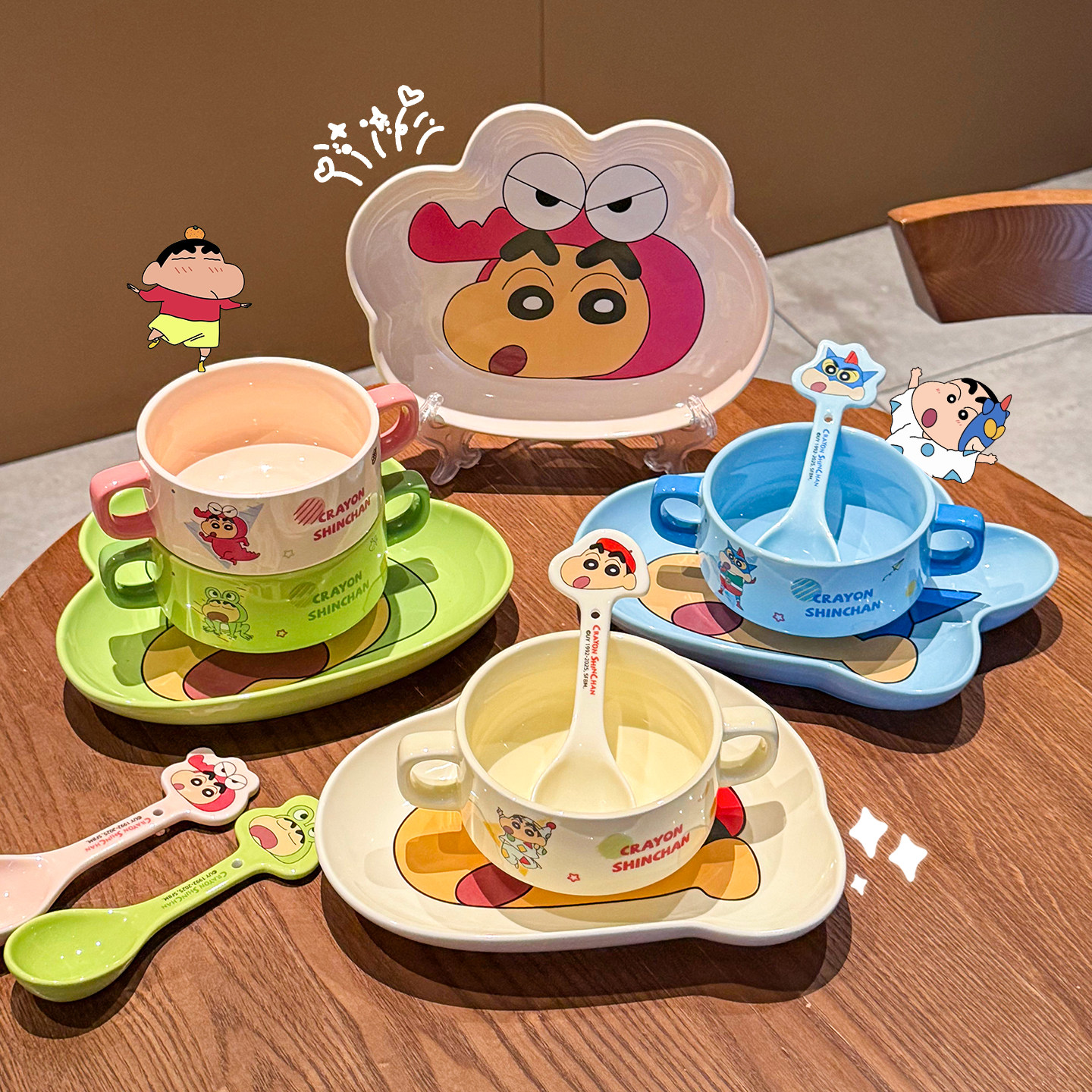 蜡笔小新陶瓷碗家用碗可爱儿童宝宝碗2025新款辅食双耳碗饭碗盘勺,餐饮具,碗,淘宝优惠券,粉丝福利购,淘宝优惠卷