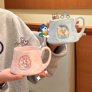 迪士尼米奇马克杯创意可爱陶瓷水杯高颜值办公咖啡杯情侣生日礼物