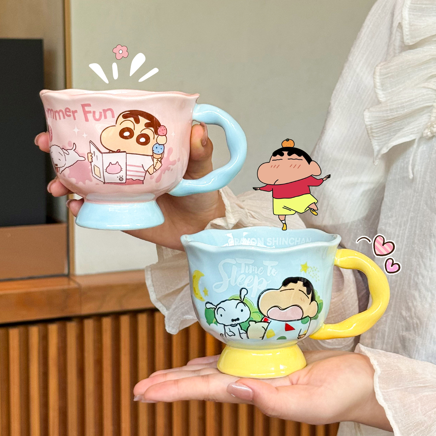 蜡笔小新杯子陶瓷马克杯可爱女生