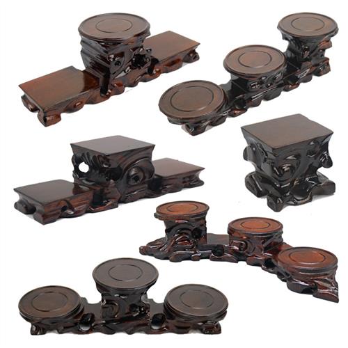 红木雕刻奇石根雕底座 实木质紫砂壶花瓶花盆工艺品摆饰木头托 托