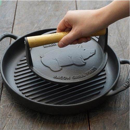 烧烤铸铁压板平底锅压肉板铁板牛排压肉板西餐煎肉压盘16CM带条纹,厨房/烹饪用具,烧烤盘,淘宝优惠券,粉丝福利购,淘宝优惠卷