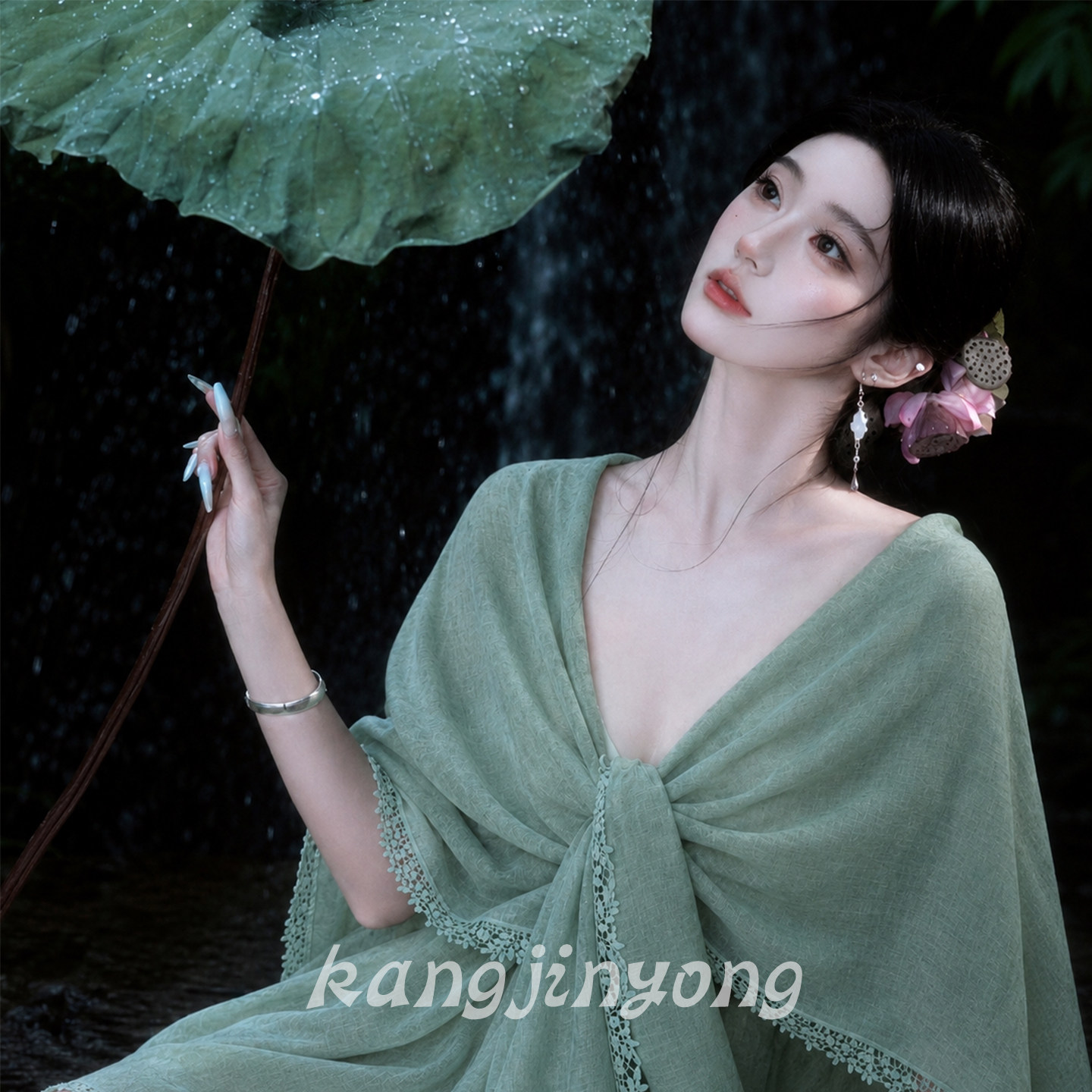 拿捏中式清冷破碎感蕾丝边披肩