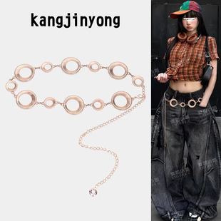 美式复古辣妹欧美风腰链女宽合金金属链条腰带裤链配饰爵士舞腰搭