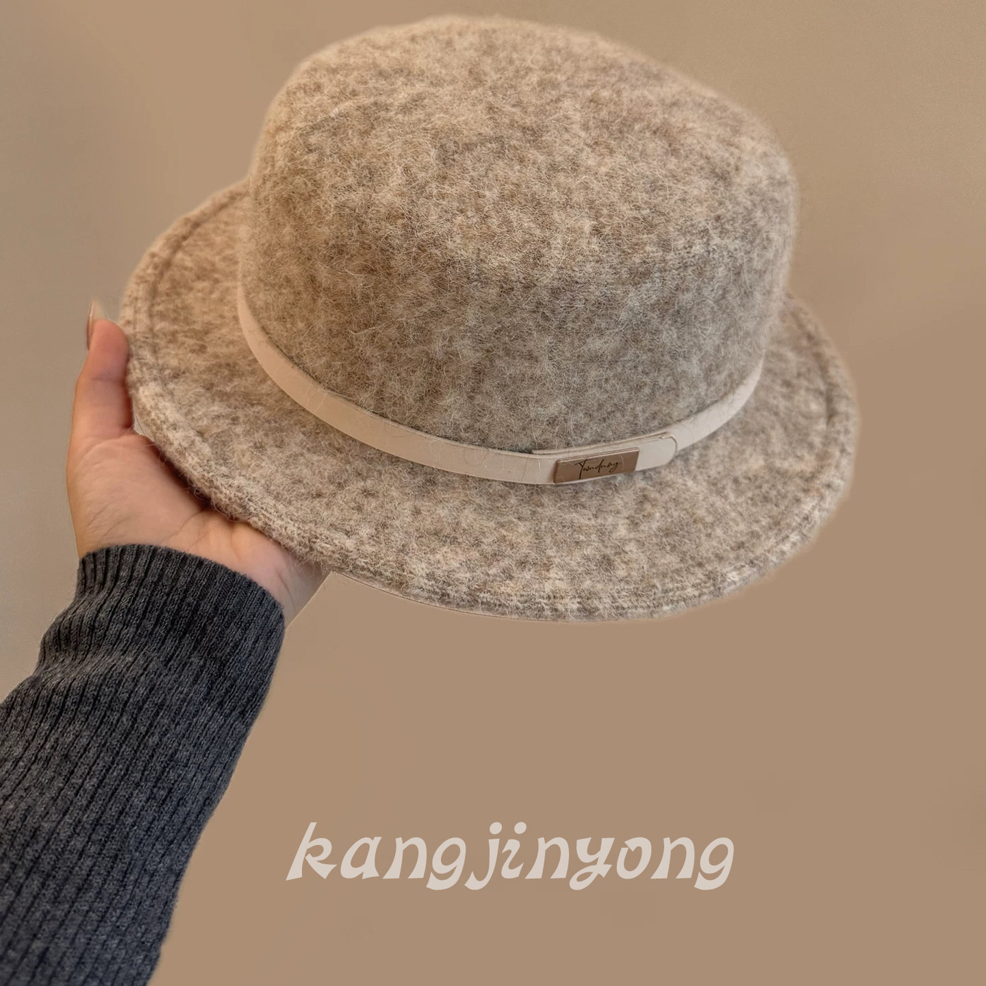 老钱风!复古英伦杂色毛呢盆帽女