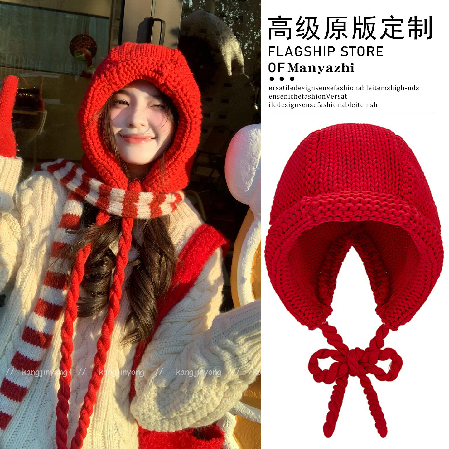 小红帽新年圣诞风~韩国ins毛线帽