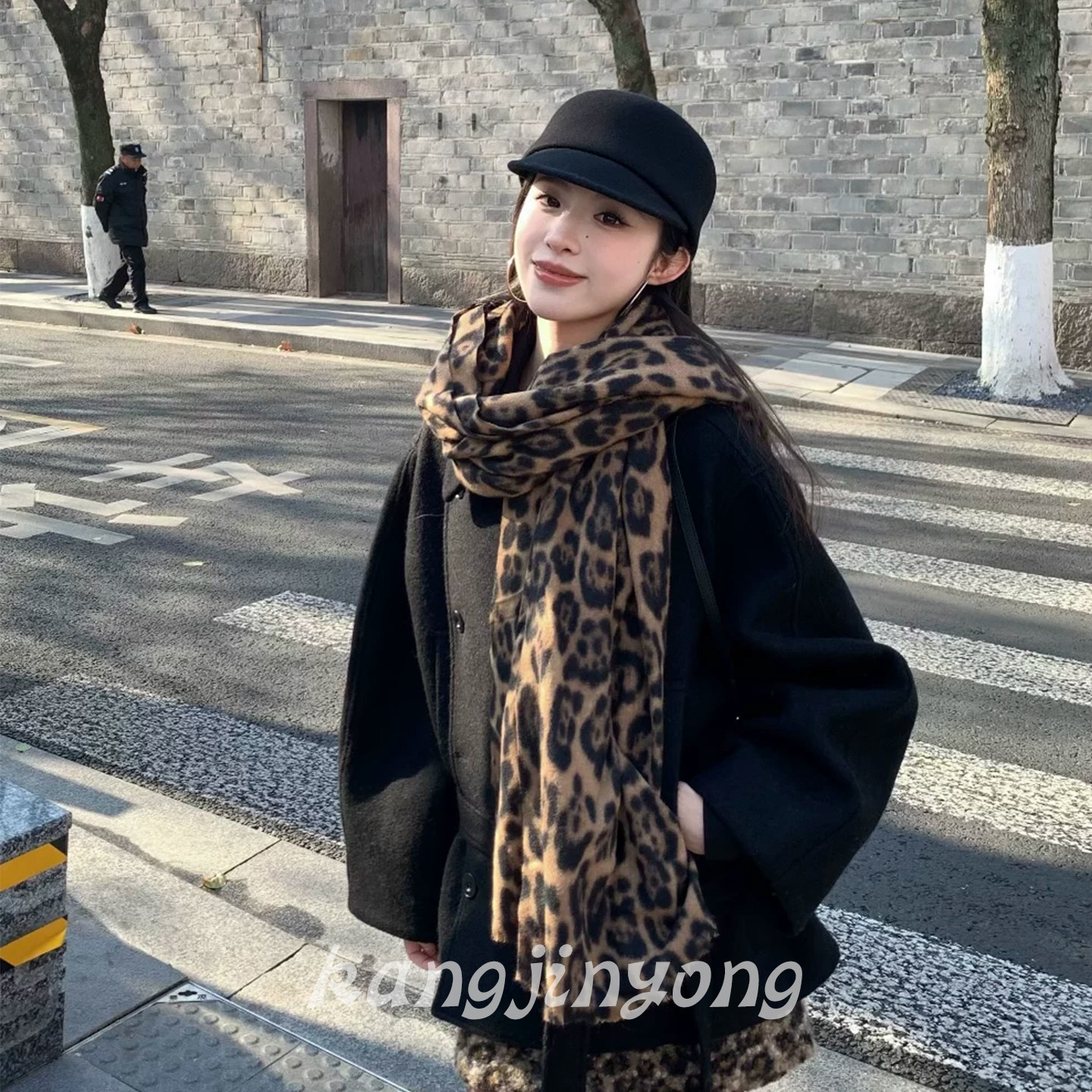 复古豹纹围巾女秋冬百搭高端小众
