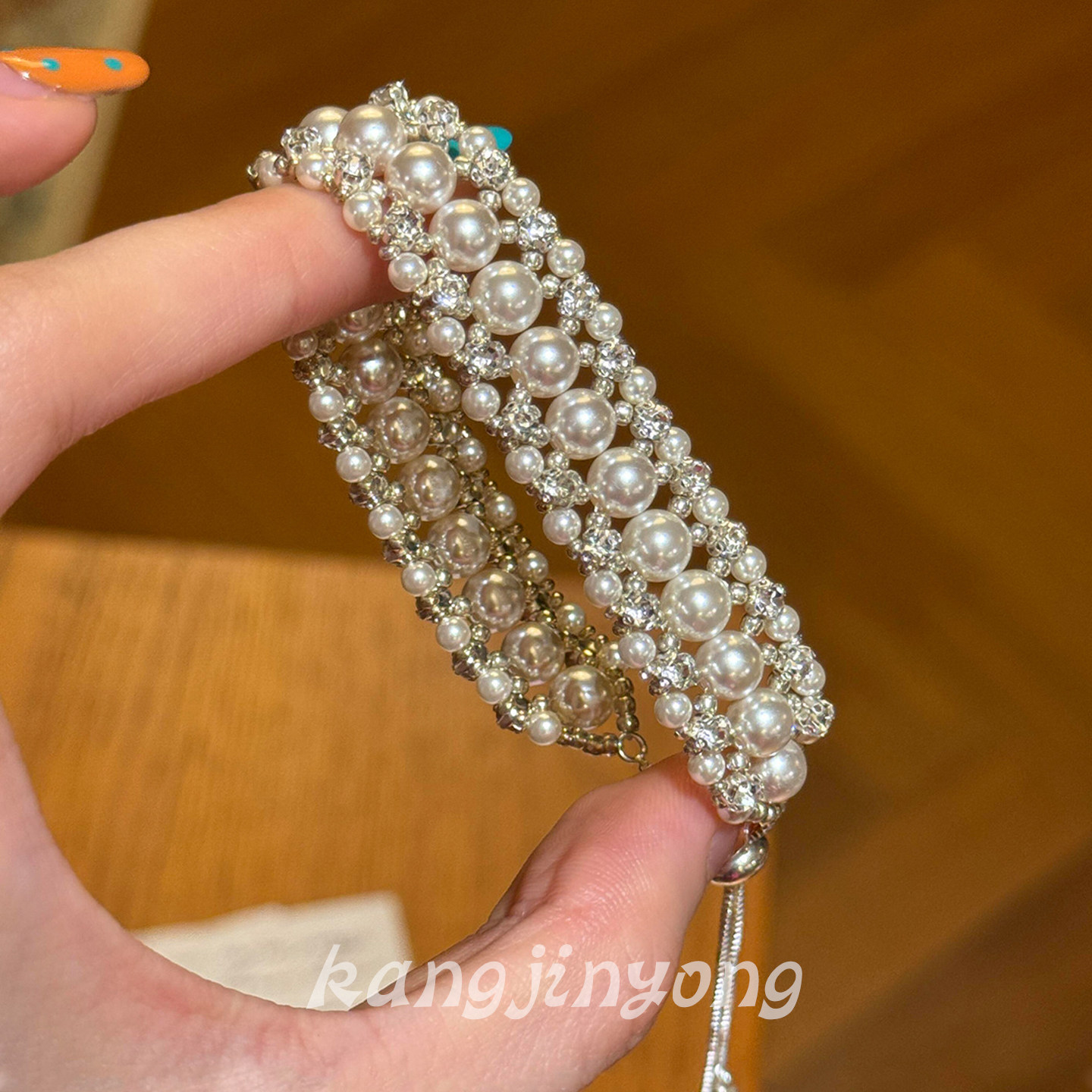 古着感重工珍珠镂空手链宫廷风