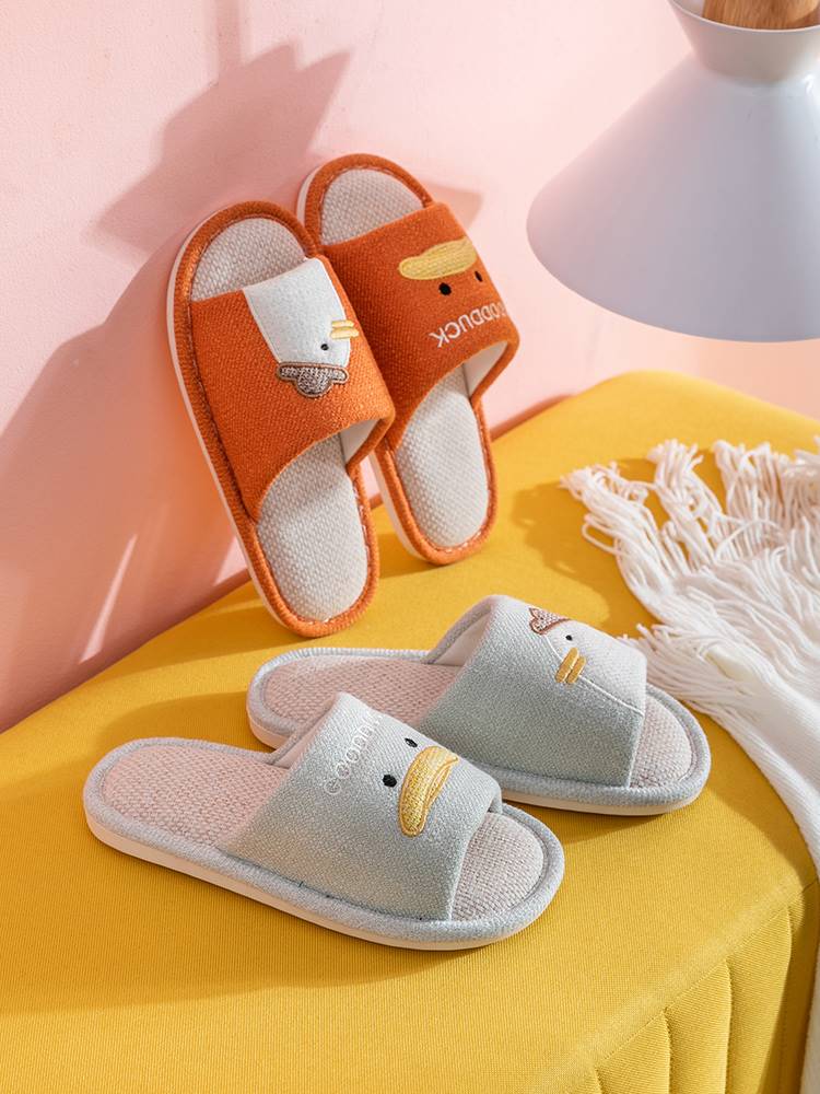 亚麻拖鞋女款夏春秋四季室内家居情侣防滑棉麻木地板家用拖鞋男士