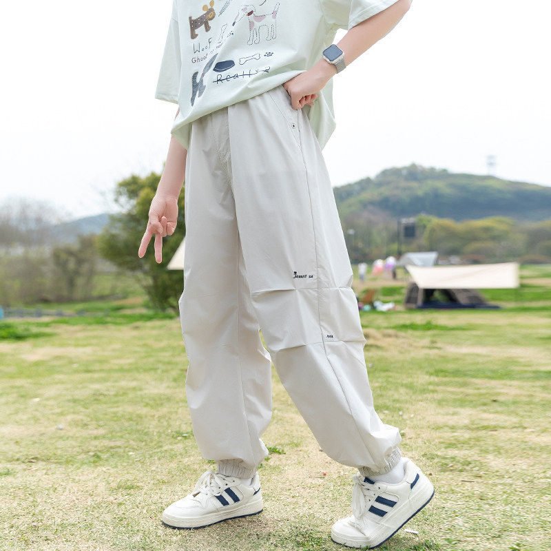专柜女童工装裤夏季2026新款女孩休闲潮酷阔腿裤女大童薄款宽松裤