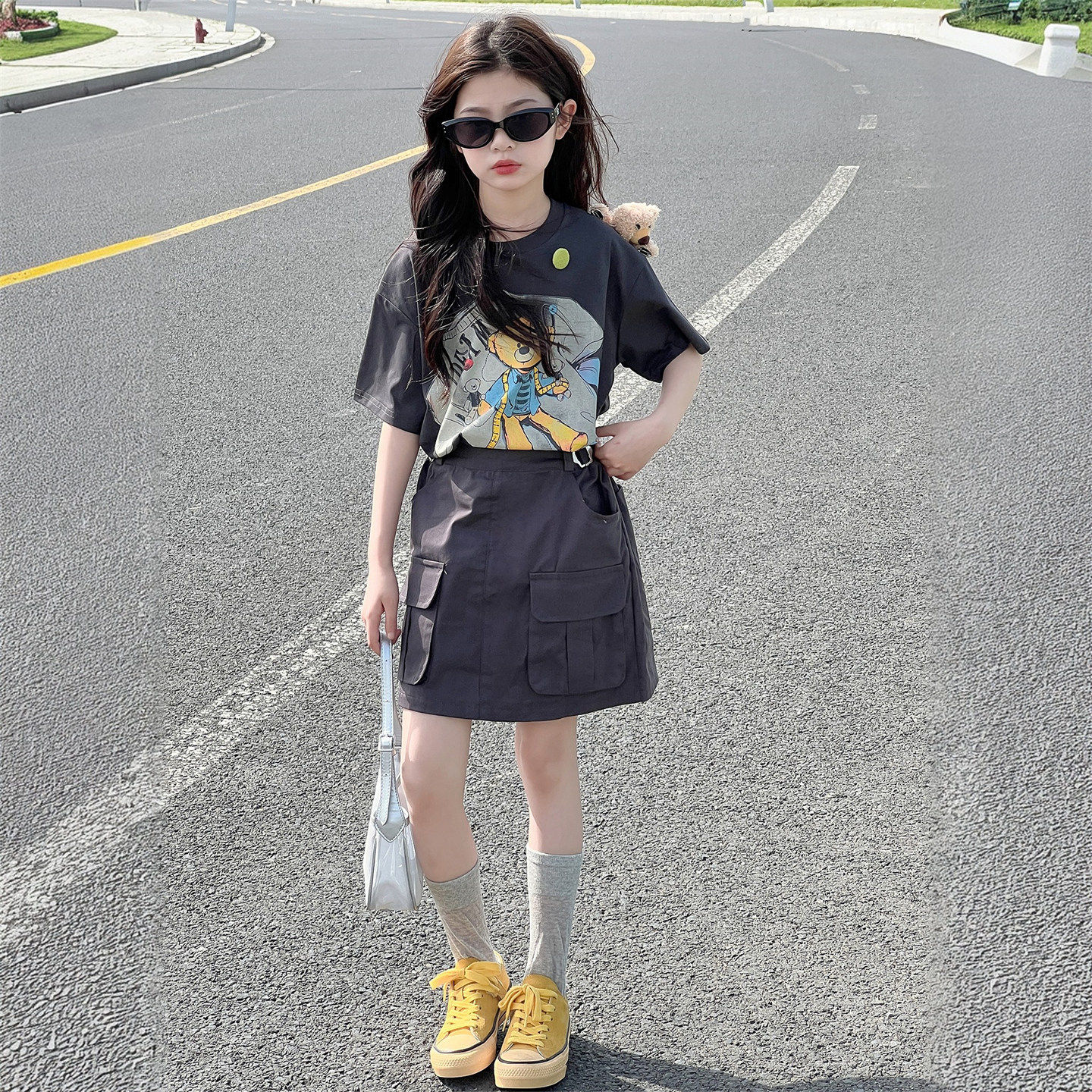 专柜女童夏套装2026新款儿童裙子洋气时髦女大童夏装工装衣服女孩