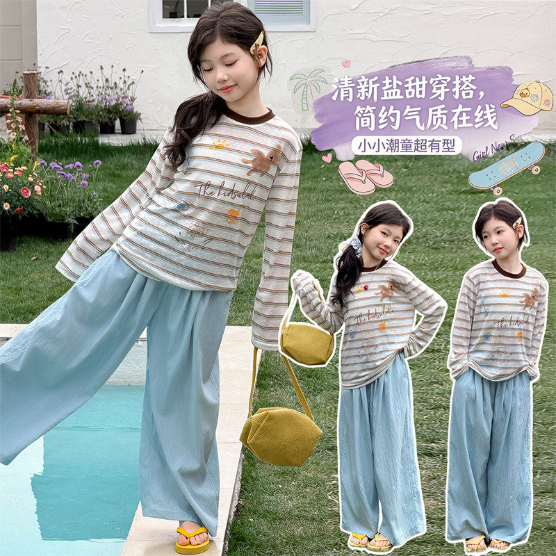 专柜女童长袖t恤夏季防晒罩衫薄款2026新款青少年女孩T恤儿童超好