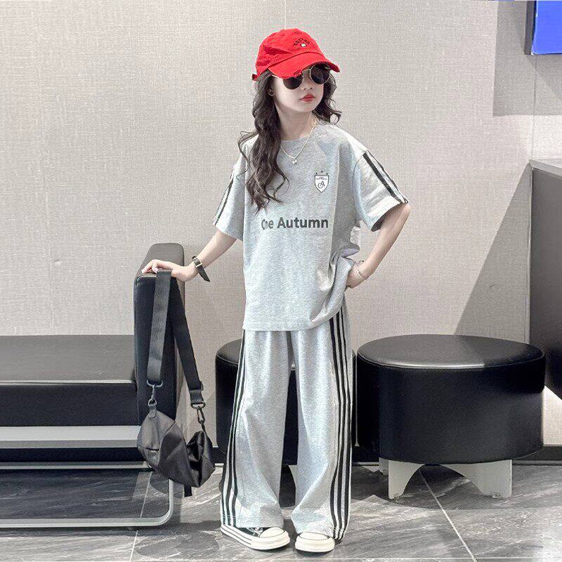 专柜女童夏装短袖套装2026新款洋气大童夏季儿童装女孩运动薄款两