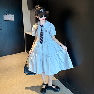 学院风公主裙 女童polo连衣裙夏季 2025新款 大童女孩洋气衬衫 裙夏装