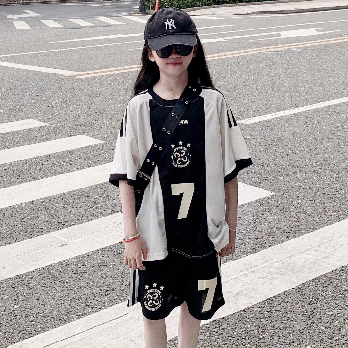 专柜女童运动套装2026新款儿童夏装女孩衣服洋气童装速干女大童篮