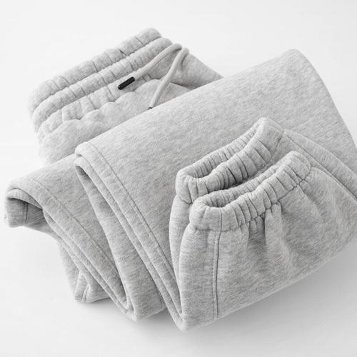 骆驼【抓绒面料】灰色美式重磅加绒加厚卫裤男休闲保暖束脚运动裤