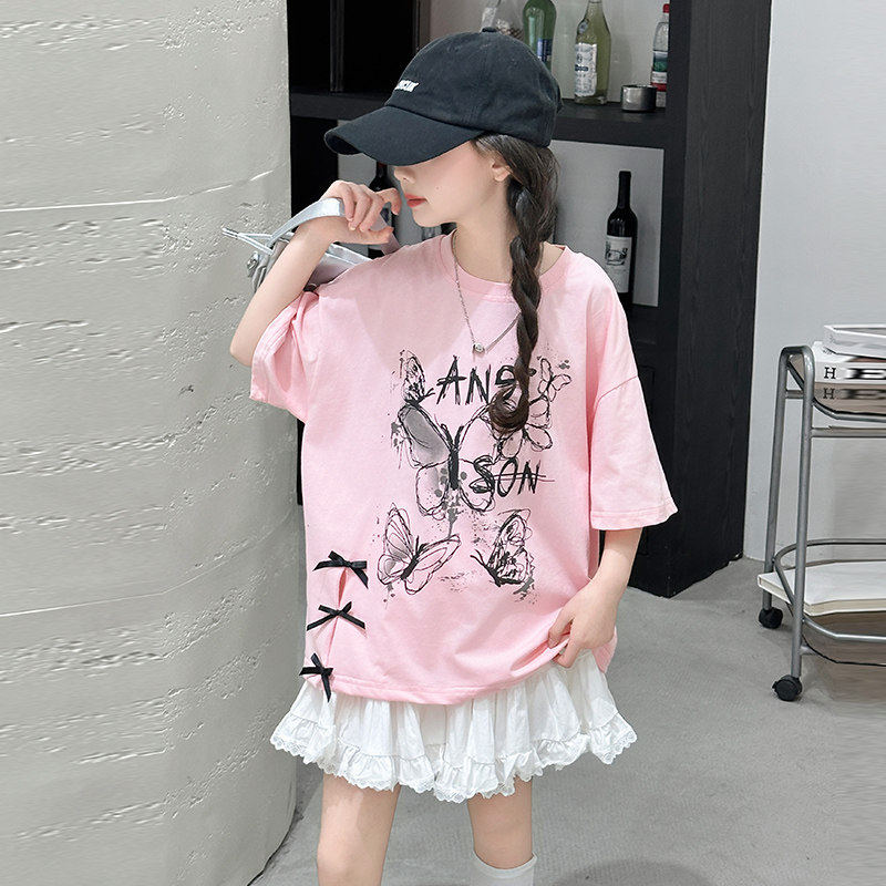 专柜女童夏装美式印花短袖T恤2026新款儿童装宽松休闲慵懒风半袖