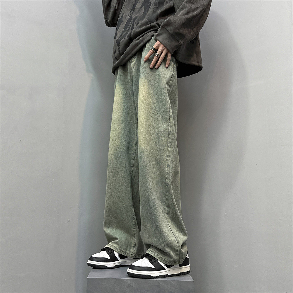 专柜cleanfit复古水洗牛仔裤男春秋款美式高街青年宽松直筒阔腿长
