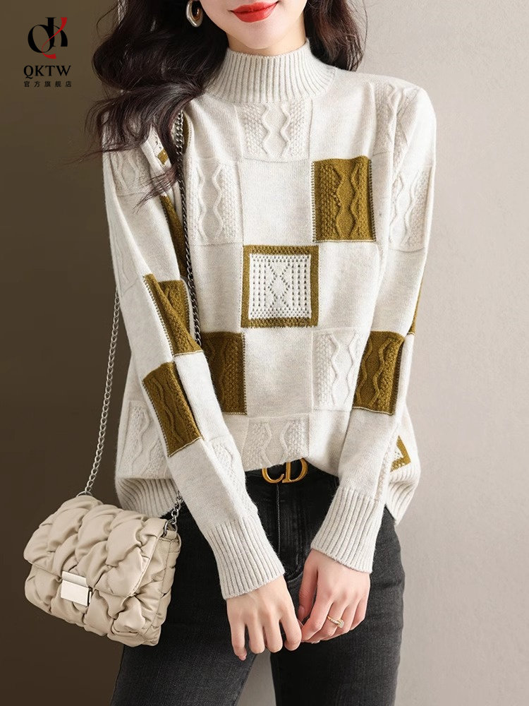 针织衫毛衣女秋冬季2025新款高级感洋气内搭上衣半高领休闲打底衫