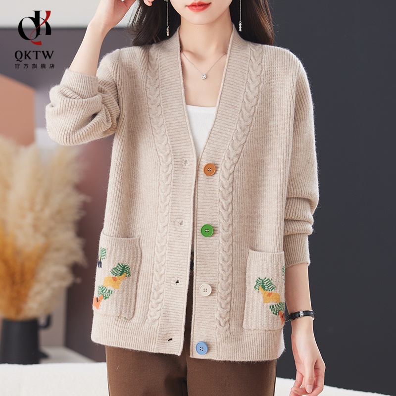 针织外套女2025新款秋冬季中老年时尚大码毛衣开衫洋气显瘦上衣